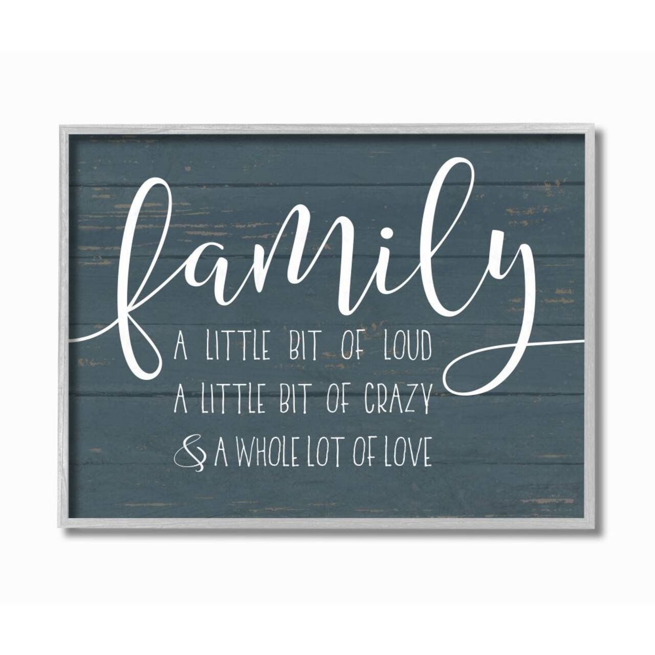 Stupell Industries Blue Family Loud Crazy Love Gray Framed Wall Art